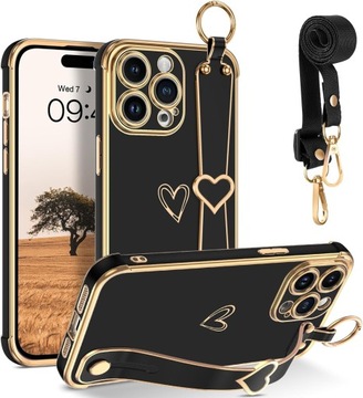 GUAGUA Etui iPhone 15 Pro Max na telefon komórkowy z paskiem