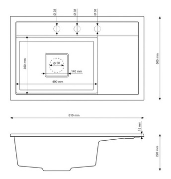 ZLEW GRANITOWY CZARNY BATERIA KUCHENNA ZAŚLEPKA NOWOCZESNY ZESTAW RENDO