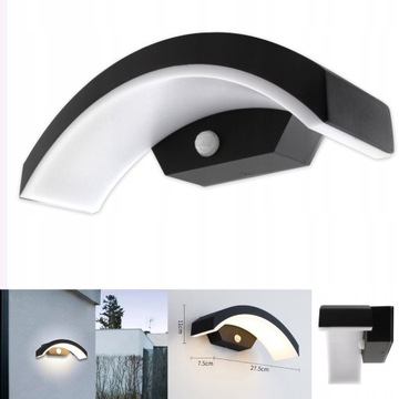 LAMPA ZEWNĘTRZNA KINKIET OGRODOWY Z CZUJNIKIEM 12W