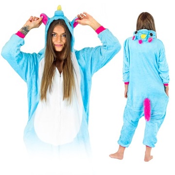 KIGURUMI ONESIE PEGAZ PIŻAMA JEDNOCZĘŚCIOWA KOMBINEZON ZAMEK CIEPŁY DRES S