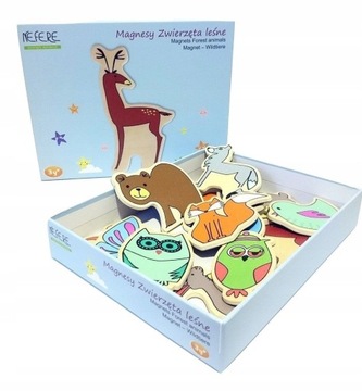 Magnesy drewniane Adam Toys zwierzęta leśne 14 sztuk