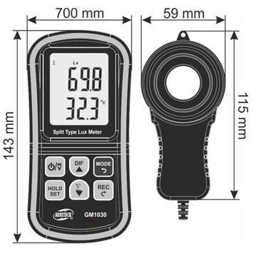Цифровой люксметр LUX METER GM1030 ИЗМЕРИТЕЛЬ ИНТЕНСИВНОСТИ СВЕТА BLUETOOTH