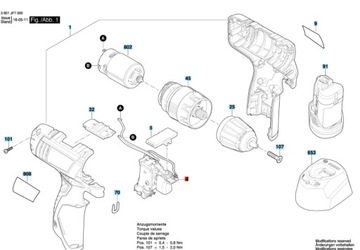 Переключатель отвертки BOSCH GSB 1080-2-Li GSR 120-Li