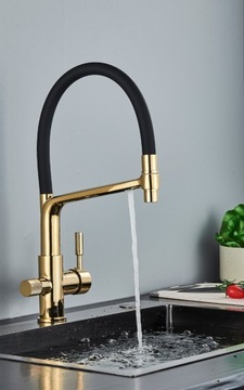 ТРЕХХОДОВОЙ смеситель для кухни с выдвижным изливом, золотой кухонный смеситель, фильтр