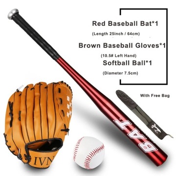 64cm Baseball Bat Kit Kids Teenager Softball Ball Baseball Gloves Baseball