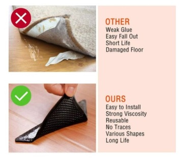 Накладки противоскользящие для ковра, треугольные, 4 шт.