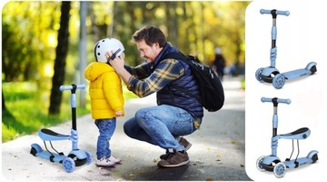 HULAJNOGA BALANSOWA 3W1 JEŹDZIK TRÓJKOŁOWA LED NIEBIESKA