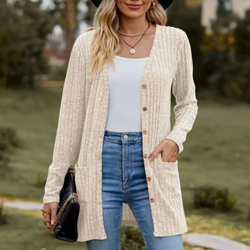 СТИЛЬНЫЙ ЖЕНСКИЙ ДЛИННЫЙ ТЕПЛЫЙ СВИТЕР НА ПУГОВИЦАХ Торжественное платье