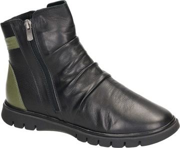 BOTKI MANITU 990164-07 ZIELONE DAMSKIE SKÓRZANE