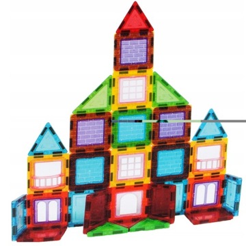 РАЗНОЦВЕТНАЯ КОНСТРУКЦИЯ Магнитные кирпичи 3D МАГНИТНЫЕ ПЛИТКИ XXL 45 шт.