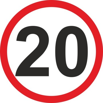 Naklejka OGRANICZENIE PRĘDKOŚCI 20 km/h znak na naczepę przyczepę 10 cm