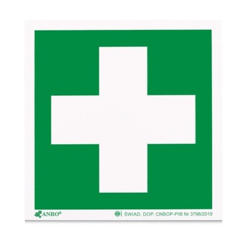 TABLICZKA BHP TU JEST APTECZKA PIERWSZA POMOC | ZNAK PCV 15X15cm | ŚWIECĄCA