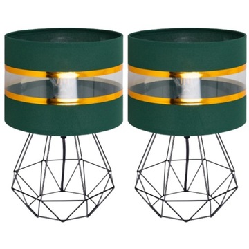 2 LAMPY LAMPKI NOCNE CZARNE STOŁOWA NOWOCZESNA E27 LED ZESTAW