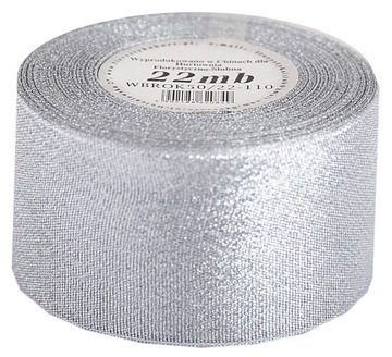 Taśma wstążka brokatowa 50mm/22mb ZŁOTA/SREBRNA
