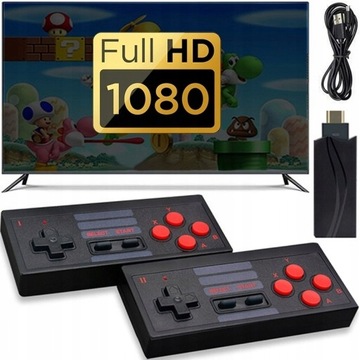 BEZPRZEWODOWA KONSOLA RETRO GRY PADY HDMI FULL HD