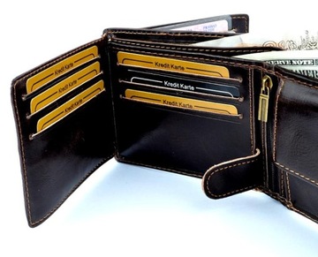 КОРИЧНЕВЫЙ ГОРИЗОНТАЛЬНЫЙ МУЖСКОЙ СКЛАДНОЙ КОЖАНЫЙ КОШЕЛЕК G2-16