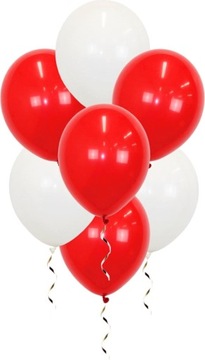 Balony Białe Czerwone MIX 10 SZTUK Flaga Polski dla Kibica
