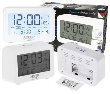 BUDZIK ZEGAR ALARM CZAS DATA TEMPERATURA 2 x AAA