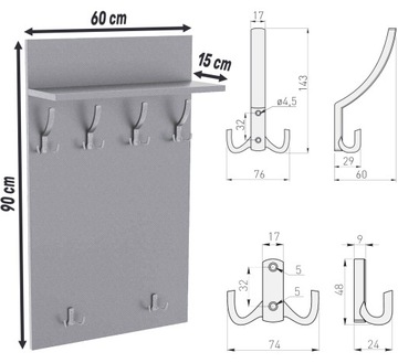 ВЕРТИКАЛЬНАЯ НАСТЕННАЯ ВЕШАЛКА ДЛЯ ОДЕЖДЫ НА НАСТЕННОЙ ПРИХОЖЕЙ ОДЕЖДА 90Х60