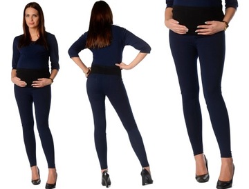LEGGINSY CIĄŻOWE z kieszeniami getry bawełna 3XL