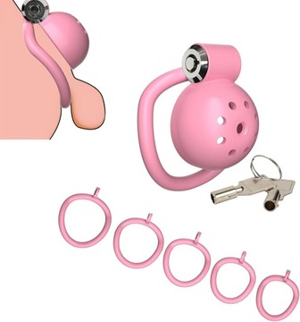 Mały Różowy Pas cnoty, Chastity Cage klatka na penisa 5 Oringów
