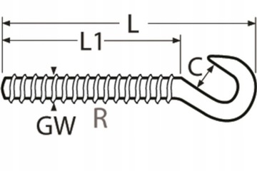 Крючок из нержавеющей стали M12 Крючок M12x110 оцинкованный 110 мм