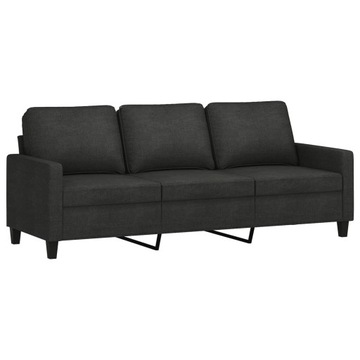 vidaXL Sofa 3-osobowa, czarna, 180 cm,
