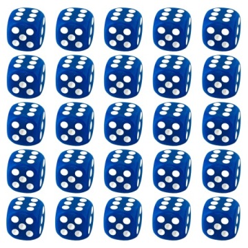ZESTAW 25 KOSTEK K6 RPG KOŚĆ SZEŚCIOŚCIENNA NIEBIESKA 1,6 CM