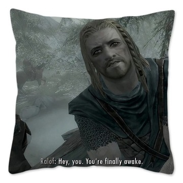 POSZEWKA Hey You Youre Finally Awake Skyrim Meme Cushion Cover Designer Po
