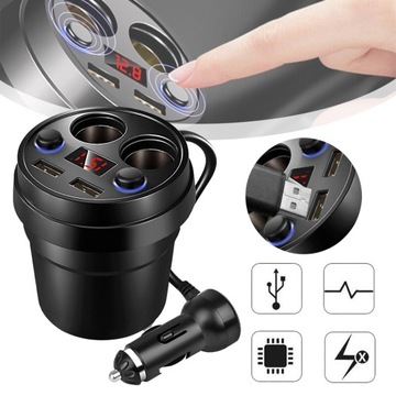 ZAPALNICZKI SAMOCHODOWEJ, ŁADOWARKA SAMOCHODOWA, ADAPTER Z 2 PORTAMI USB