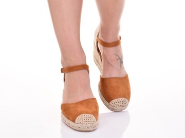 ЖЕНСКИЕ САНДАЛИИ НА ТЕХНИКЕ ЭСПАДРИЛИ НА ПЛАТФОРМЕ ЗАМШЕВАЯ СОЛОМА