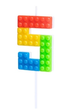Świeczka na tort Klocki cyfra 5