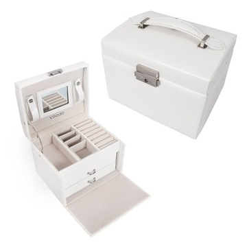 белая кожаная шкатулка для ювелирных изделий