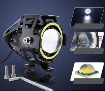 2x ГАЛОГЕННЫЕ МОТОЦИКЛОВЫЕ ЛАМПЫ, КОЛЬЦЕВЫЕ СВЕТОДИОДНЫЕ ФАРЫ