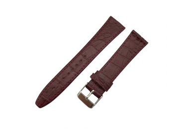 20 mm Pasek Do Zegarka Bordowy Krokodyl Cienki