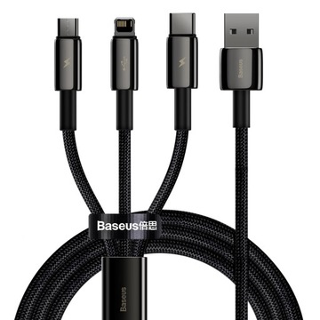 КАБЕЛЬ BASEUS STRONG 3IN1 USB TO LIGHTNING MICRO TYPE-C USB-C 3,5A 1,5M