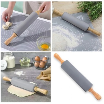 СИЛИКОНОВАЯ ДОСКА 70x50см XXL БОЛЬШАЯ, НЕСКОЛЬЗЯЩАЯ + КАТАЮЩИЙСЯ РОЛИК 38см