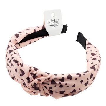 Zestaw 4 szerokich opasek do włosów z supełkiem Pastelowe Różowe Serduszka