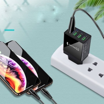 СЕТЕВОЕ ЗАРЯДНОЕ УСТРОЙСТВО 4XUSB БЫСТРАЯ ЗАРЯДКА