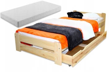 Łóżko pojedyncze drewniane E1 100x200 + materac + stelaż