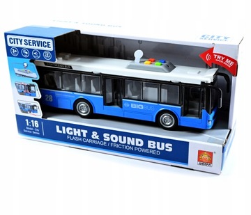 NIEBIESKI AUTOBUS ŚWIATŁO DŹWIĘK OTWIERANE DRZWI