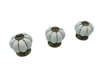 UCHWYT MEBLOWY GAŁKA DYNIA STARE ZŁOTO PORCELANA ZESTAWx3