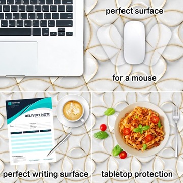 Прочный защитный коврик 120х60 для письменного стола «Золотые кольца».