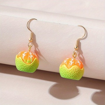 INS style DIY spersonalizowane kolczyki z imitacją owoców Tangerine