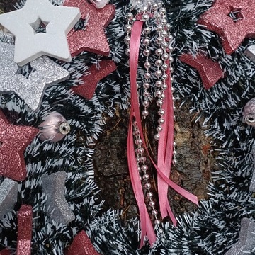 РОЖДЕСТВЕНСКИЙ ВЕНОК ПЛАТЬЕ 40 СМ РОЖДЕСТВЕНСКИЙ БЕЛЫЙ РОЗОВЫЙ СЕРЕБРЯНЫЙ