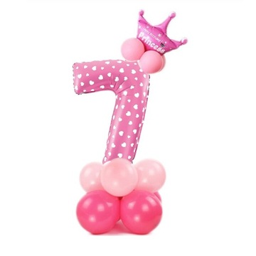 ZESTAW BALONÓW BALONY RÓŻOWE CYFRA NA 7 URODZINY