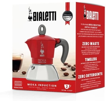 Kawiarka MOKA INDUCTION II 2tz RED czerwona 100ml BIALETTI indukcja