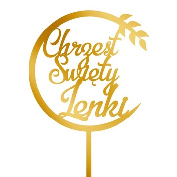 Topper chrzest złoty, ozdoba na tort TCZ-14P