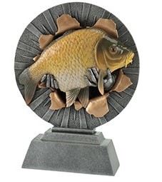 RYBA karp statuetka odlewana BIGH FISH 23cm duża + tabliczka z opisem