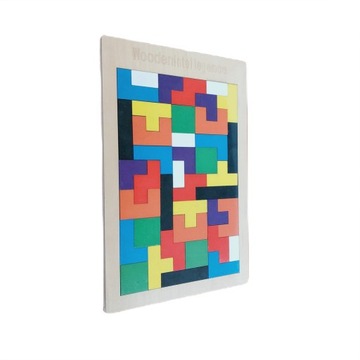 НАБОР ЛОГИЧЕСКОЙ ИГРЫ ДЕРЕВЯННЫХ БЛОКОВ TETRIS PUZZLE 40 ELEM TANGRAM